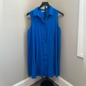 Amanda Uprichard Royal Blue Collared Mini Dress 100% Silk
